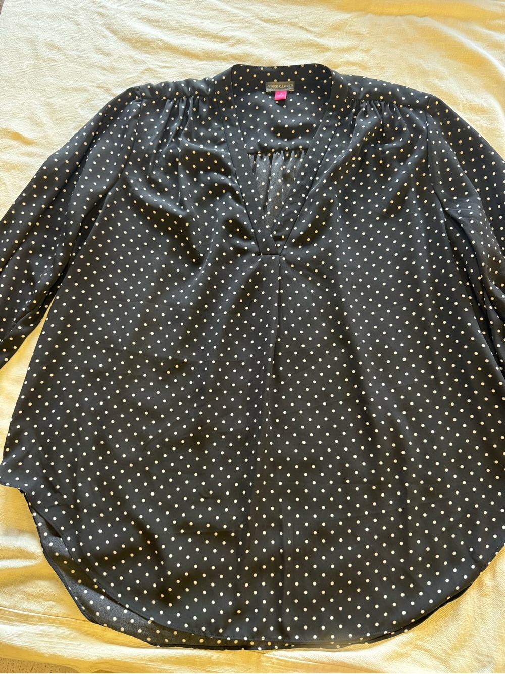 Vince Camuto Black Blouse with White Polka Dots